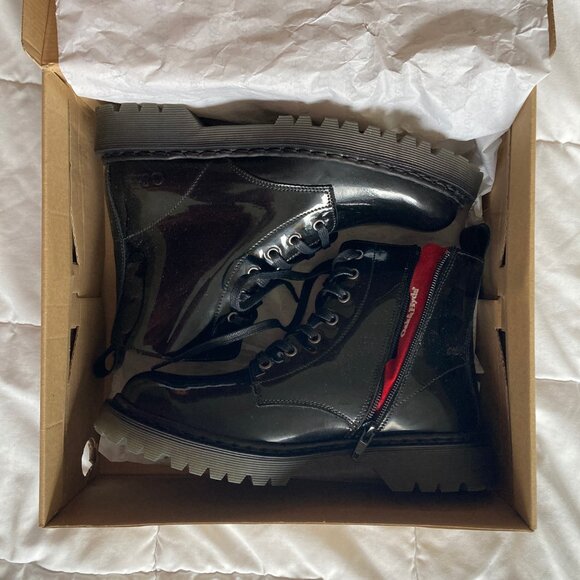 Oak & Hyde Boots | Black Patent Leather Combat Lace-Ups | UK Brand, Size 38 - Picture 2 of 6